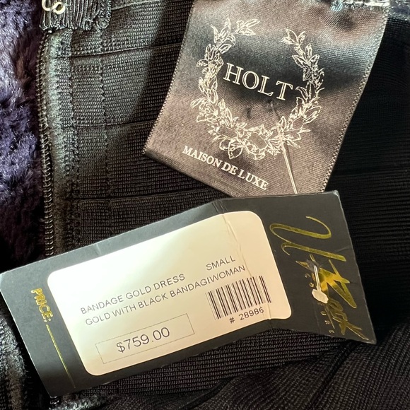 NEW WITH TAGS! BEAUTIFUL!$795 SZ SMALL BLACK AND GOLD WITH CRYSTALS, 1 OF A KIND - Picture 13 of 13